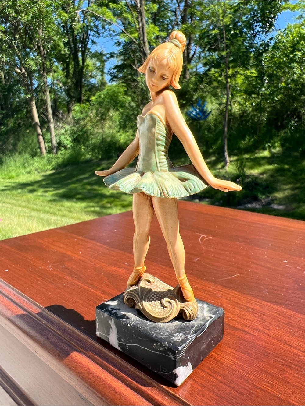 Vintage Depose Italy Ballerina Fairy Pixie Figure Carrara Marble Handpainted